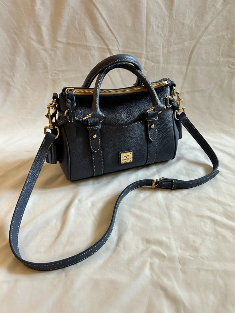 Dooney & Bourke Blue Pebble Leather Satchel - Picture 13 of 16